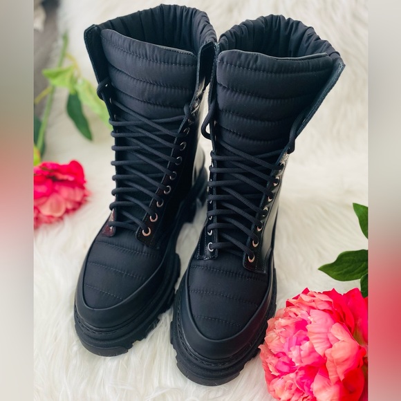 NEW | GANNI Nylon-Trimmed Combat Boots - Picture 6 of 14